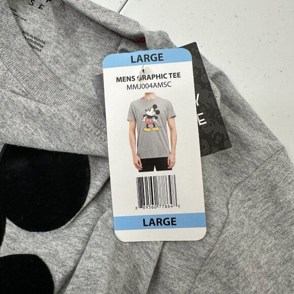 Disney Men's T-Shirt Sz L Mickey Mouse Heather Gray Graphic Tee NEW Short Sleeve - Picture 4 of 7